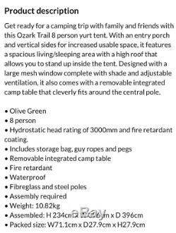 Ozark Trail 8 Person Yurt Glamping Tent 8 Man Adventure Party Festival Camping