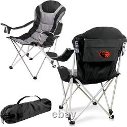 PICNIC TIME NCAA Reclining Camp Chair Beach Black With Gray Accents