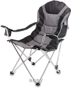 PICNIC TIME NCAA Reclining Camp Chair One Size, Black With Gray Accents
