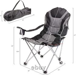 PICNIC TIME NCAA Reclining Camp Chair One Size, Black With Gray Accents