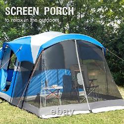 PORTAL 8 Person Family Camping Tent with Screen Porch, Weather Resistant Tunn