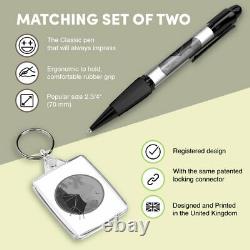 Pen & Keyring (Rectangle) BW Cool Camping Tent Forest Fun #40662