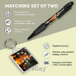 Pen & Keyring (Rectangle) Toasted Marshmallows Camping Tent Camp #16444
