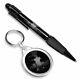 Pen & Keyring (Round) BW Camping Forest Tent Camp Fire #43966