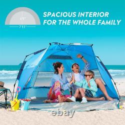 Pop Up Beach Tent for 4 Person Easy Setup and Portable Beach Shade Sun Shelter