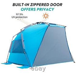 Pop Up Beach Tent for 4 Person Easy Setup and Portable Beach X-Large Blue