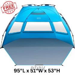 Pop Up Beach Tent for 4 Person- Portable Beach X-Large Shade Sun Shelter Canopy