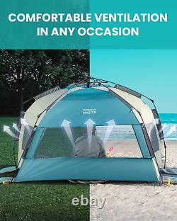 Pop up Beach Tent for 4 Person Easy Setup and Portable Beach Shade Sun Shelter