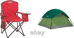 Portable Camping Chair with 4-Can Cooler, Fully Cushioned Seat and Back with Sid