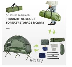 Portable Camping Cot Tent with Air Mattress, Sleeping Bag, and Pillow