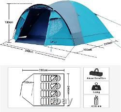 Portal 3-4 Man Tent with Porch, Camping for 3 to 4 Persons Blue