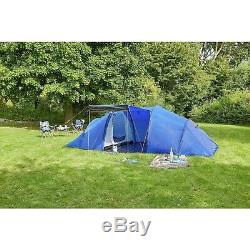 ProAction Polyester 6 Man 2 Room Waterproof Camping Tent Blue