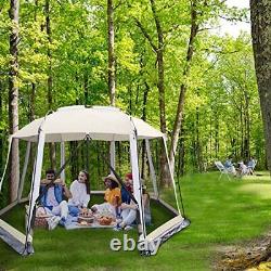 Screen House 13x13 Feet Octagonal Mesh Canopy Camping Gazebo Shelter Tent for