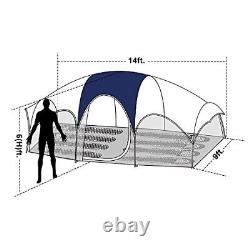 Tent-8-Person-Camping-Tents, Waterproof Windproof Family Tent, 5 Large Blue
