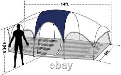 Tent-8-Person-Camping-Tents, Waterproof Windproof Family Tent, 5 Large Mesh Wind