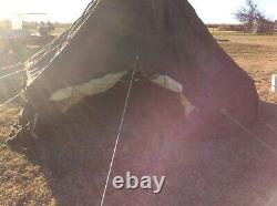US Military Tent M-1950 5 MAN WITH LINER, ROPES AND CENTER POLE, REPAIRABLE