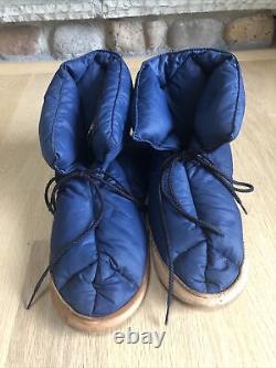 VTG Eddie Bauer Goose Down Puffer Booties Camp Tent Slippers Mens Blue Large