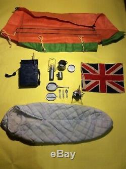 Vintage Action Man BASE CAMP Polar Explorer, Mountaineer, Flag, Storm Lamp, Tent