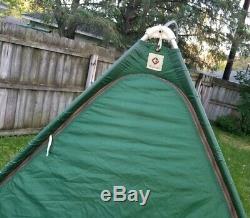 Vintage Diamond Brand Gear 4 person Man Camping Tent with Rainfly Green