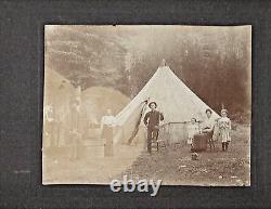 Vintage PHOTO Pioneer Settler Camp STAP Men Women Kids Gun Rifle Tent antique US