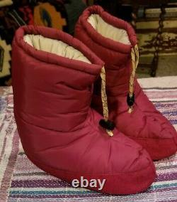 Vintage Parbat Insulated Puffy Booties Tent Shoes Slippers Camping Maroon Medium