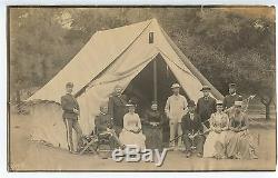 Vintage Photograph, American Civil War, Men & Woman at Tent/Camp, c. 1860's