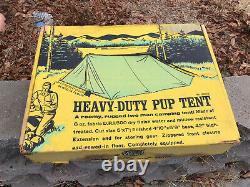 Vintage Rare Wenzel Heavy Duty Canvas Camping Pup Tent Original Box 2-man