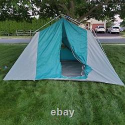 Vintage Sears Cabin Tent 4 Man 12' x 9' Green Potomac 4702 Camping Insect Mesh