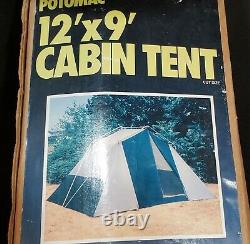 Vintage Sears Cabin Tent 4 Man 12' x 9' Green Potomac 4702 Camping Insect Mesh