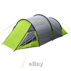 Wild Camping Cambrian 4 Man Person Camping Tunnel Tent Green & Grey